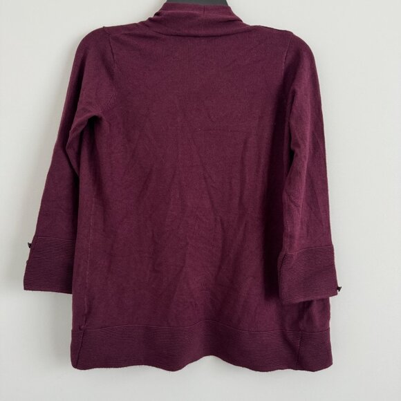 Evolution By Cyrus Burgundy 3/4 Sleeve Open Front Cardigan Sweater Size S - Picture 2 of 7